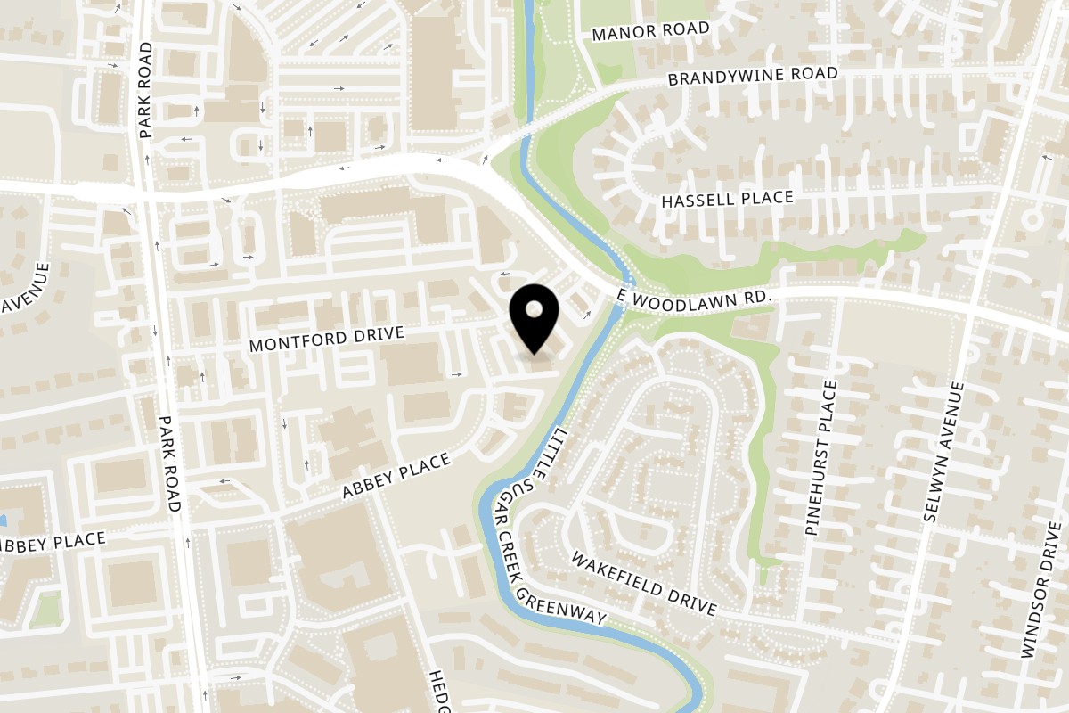 Map showing the location of Luisa's Brick Oven Pizzeria on 1730 Abbey Pl in Charlotte